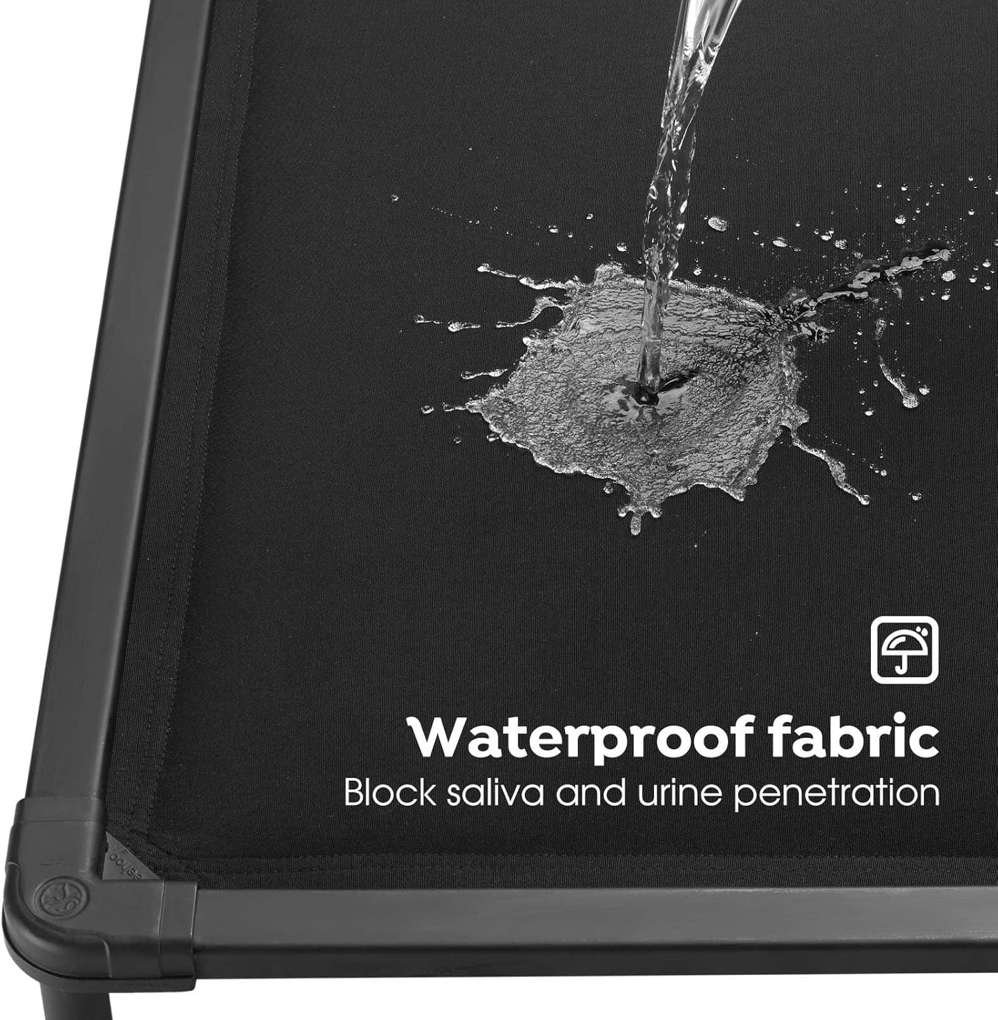 Veehoo Chew Proof Elevated Dog Bed, Durable Raised Pet Cot with Soft PP Cotton-Filled Waterproof Mat, Washable Padded Cot for Indoor, Outdoor & Camping, 35-Inch, Black