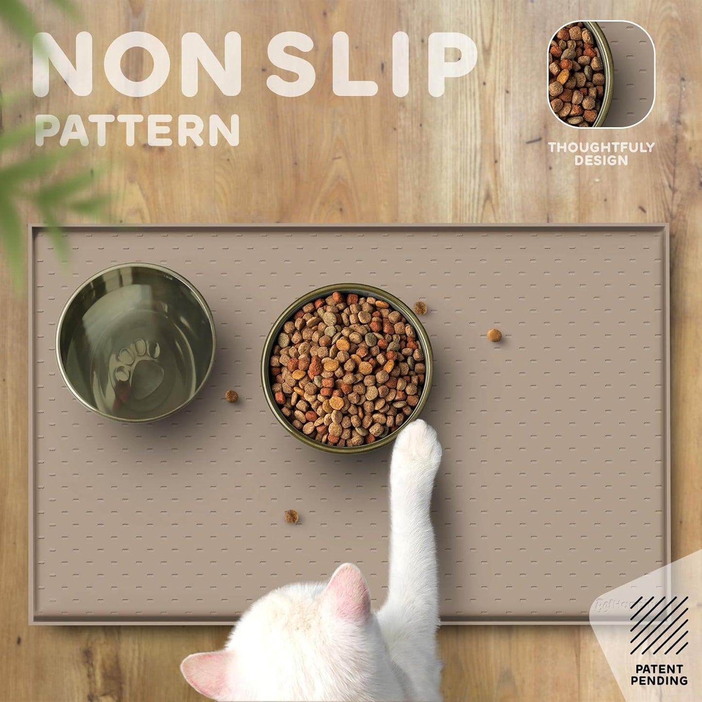 Dog Food Mat - 28x18 Raised Edges Dogs Mat for Food and Water Prevent Spill, Waterproof Cat Food Mats Protect Floors, Easy Clean Dog Bowl Mats for Food and Water, Silicone Pet Feeding Placemats