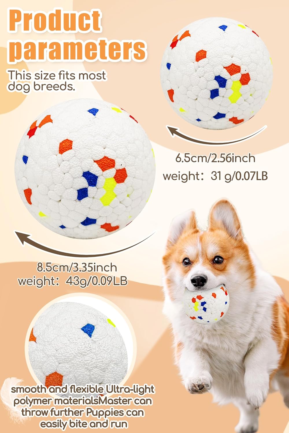 Upgrade Indestructible Dog Tennis Balls, Durable Bouncy Dog Toys for Aggressive Chewers, Teething & Fetch Game (4 White)