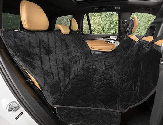 Plush Paws Products Velvet Rear Car Seat Protector w/Hammock | Washable & Waterproof Back Seat Dog Cover for Car, Truck, & SUV | Nonslip, Tear Resistant Pet Seat Cover | X-Large Charcoal