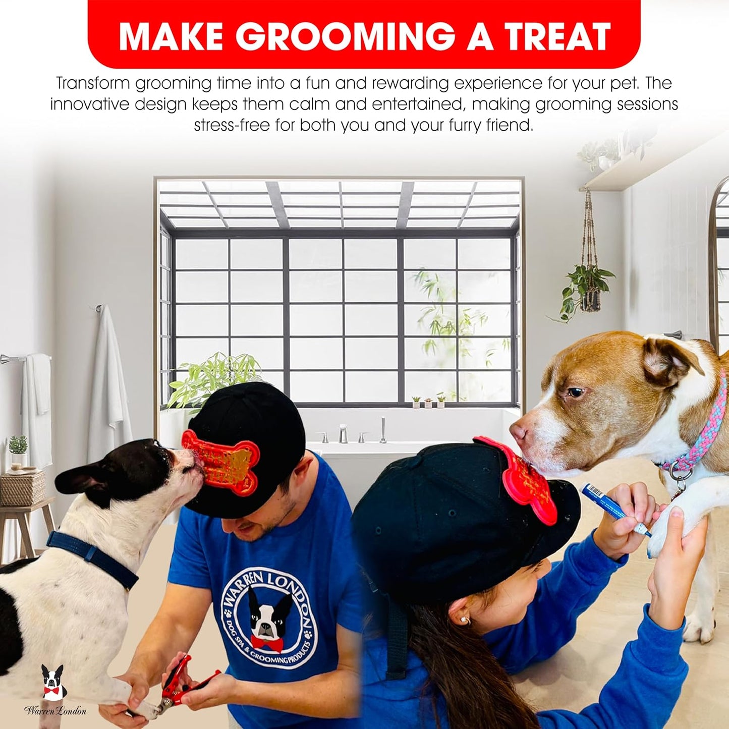Warren London Hat/Snack Combo - Distract-A-Hat™ Grooming Distraction Tool + 8 oz All-Natural Roasted Peanut Dog Peanut Butter, Xylitol-Free Enrichment & Anxiety-Relief, $42 Value for $34.99