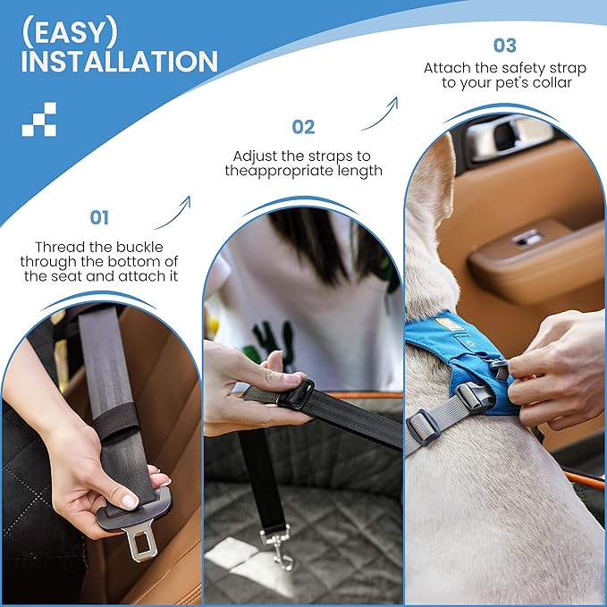 Dog Car Seat for Medium Dogs - Pet Car Seat with 2 Safety Straps & Waterproof Padding, Portable Pet Carrier for Cars, Trucks & SUVs, Comfortable Booster Bed for Pets Up to 55lbs (Black/Grey)