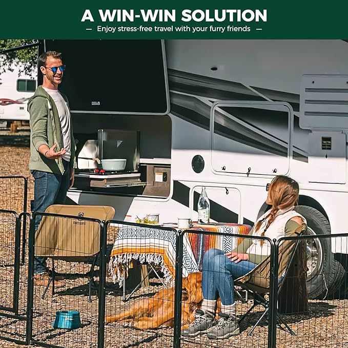 FXW Rollick Unleashed Dog Playpen for Indoor, Yard, RV Camping, 32 inch 16 Panels for Small and Medium Dogs, Black│Patented