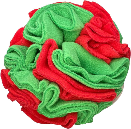 Glory To Dog Puppy and Medium Breed Snuffle Interactive Foraging Dog Puzzle Ball Toy Christmas Green and Red Large