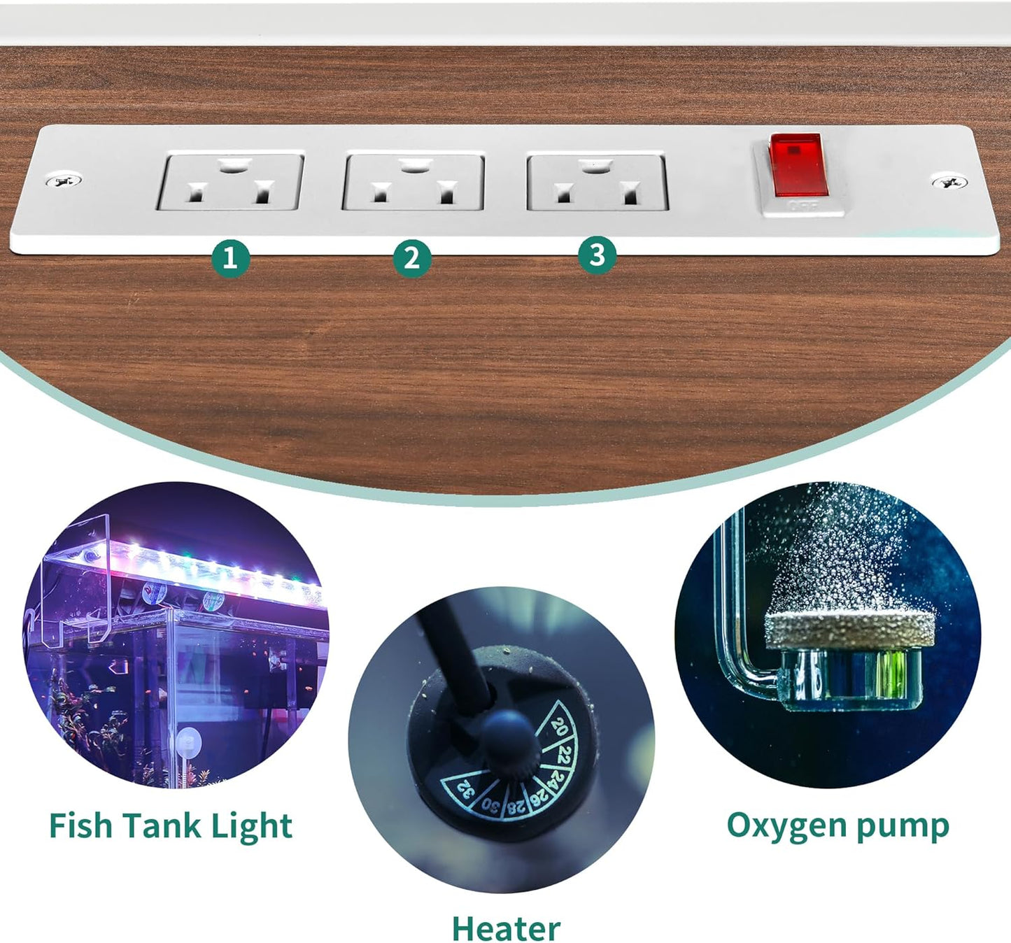 YITAHOME Heavy Duty 55-75 Gallon Fish Tank Stand with Power Outlet, Marble Aquarium Stand for Fish, Turtle, Reptile Terrarium, Shelves for Fish Tank Accessories Storage, 860LBS Capacity, White & Walnut