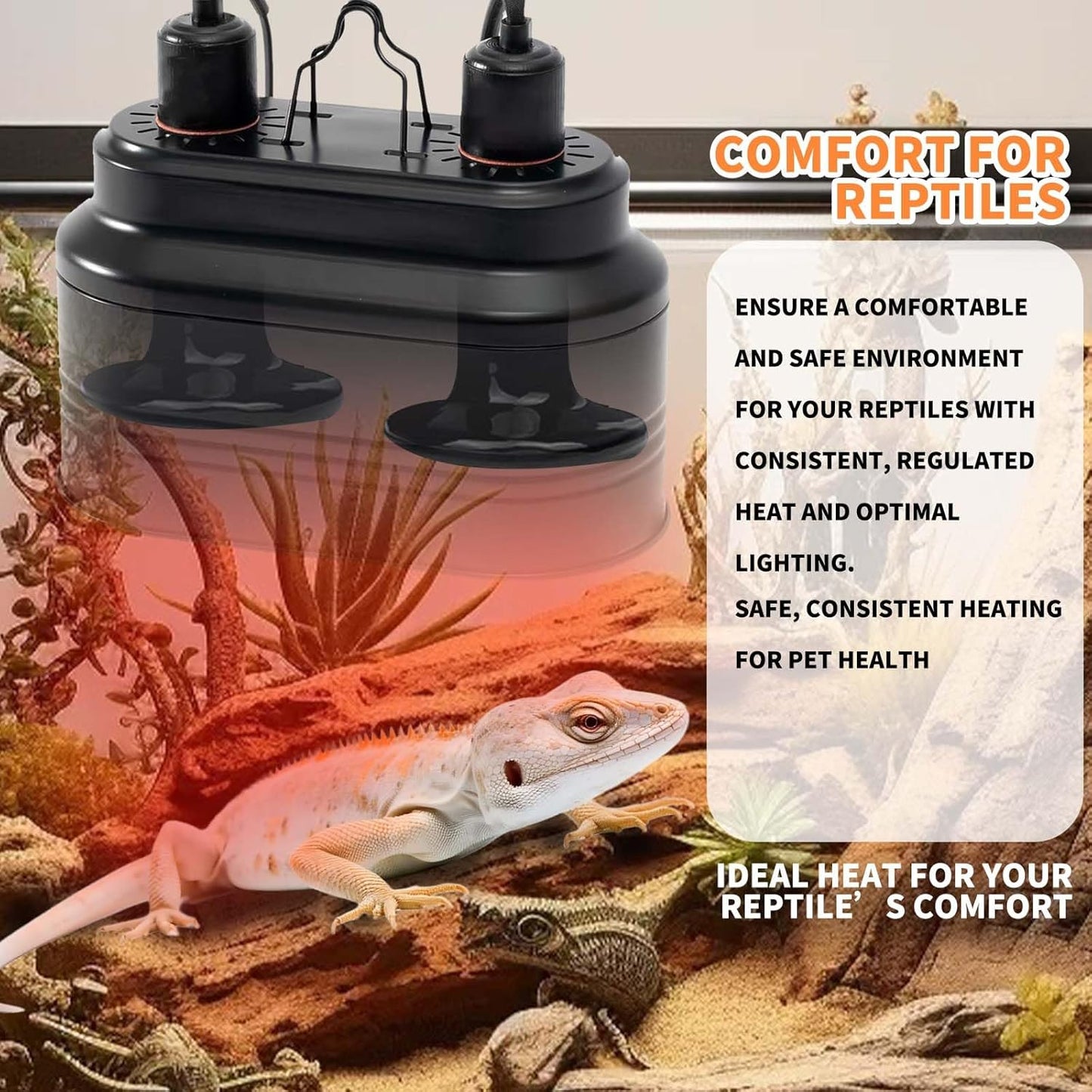 75W Reptile Heat Lamp(2 Packs)-Ceramic Heat Emitter for Reptiles Amphibian Pet Brooders Chicken Incubation, and Terrariums Turtle Lizard Bearded Dragon Snake E26