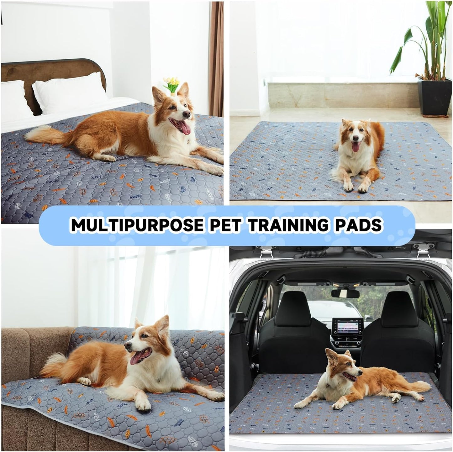 Sunheir Washable Pee Pads for Dogs Extra Large 36" x 72" 2-Pack, Reusable Puppy Pads Pet Training Pads, Waterproof Dog Pee Pads for Crate, Whelping Pad, Non-Slip Protects Against Urine Leakage