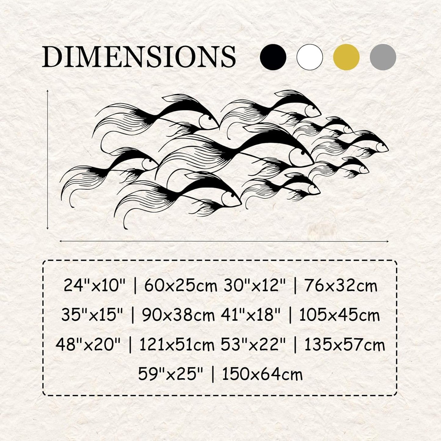 School of Fish Metal Wall Art, Metal Fish Wall Decor, Sea Life Wall Art, Large Nautical Wall Hanging, Modern Beach House Wall Decor, Ocean Themed Artwork for Bathroom (Black, 30"x12" | 76x32cm)