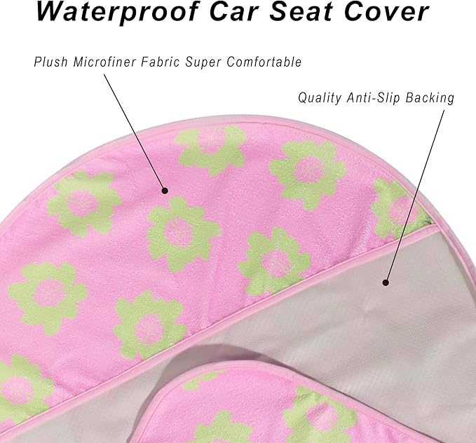 Car Seat Cover Protector Front Seats,for Gym Workout,Running,Swimming,Beach and Hiking,Waterproof Sweat Towel Bucket Seat Covers for Cars SUV Trucks (Flower and Pink, 1Pcs)