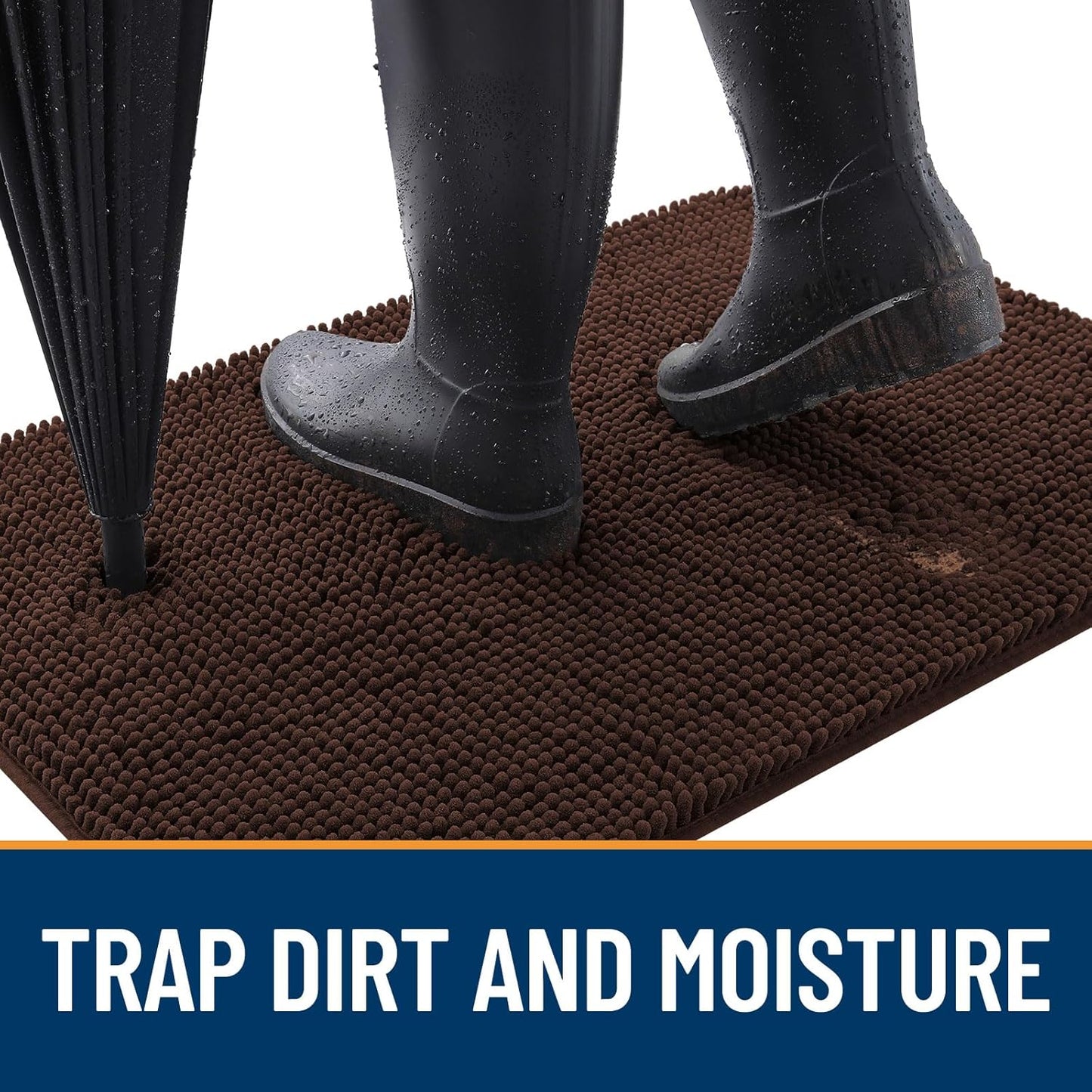 OLANLY Dog Door Mat for Muddy Paws 70x35, Absorbs Moisture and Dirt, Absorbent Non-Slip Washable Doormat, Quick Dry Chenille Mud Mat for Dogs, Entry Indoor Entryway Carpet for Inside Floor, Brown