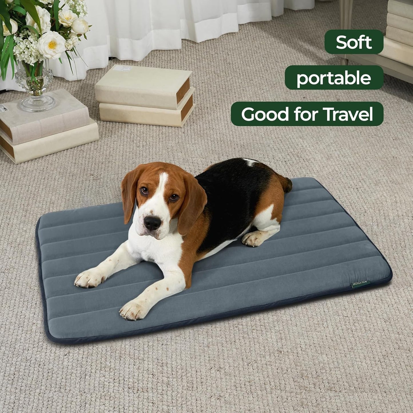 BALANCE Dog Crate Pad, Dog Foam Crate Mat Kennel Pad, Washable Water-Resistant Pet Bed Flat Dogs Cage Mat for Large Dogs, 2 Packs