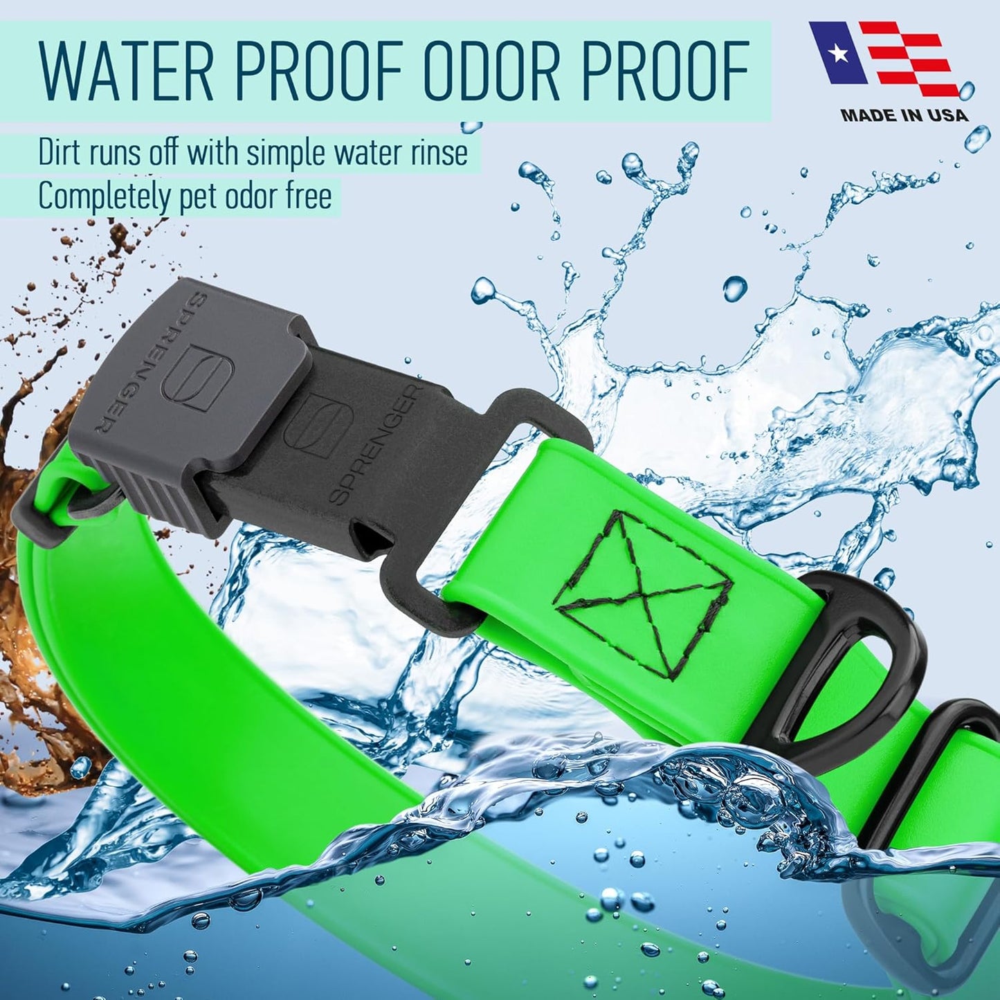 Dogline Biothane Waterproof Dog Collar with Herm Sprenger Stainless Steel Quick Release Buckle – Heavy Duty Tactical Durable Collar for Dogs – Comfortable and Safe Pet Collar, W 1" L 15-25", Green