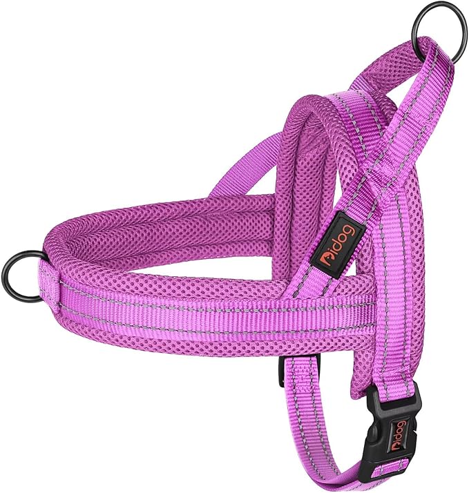 Didog No Pull Dog Harness with Soft Mesh Padded,Reflective & Quick Fit Light Weight Dog Strap Vest Harness,Easy for Walking Training (L:Chest 26-32", Purple)