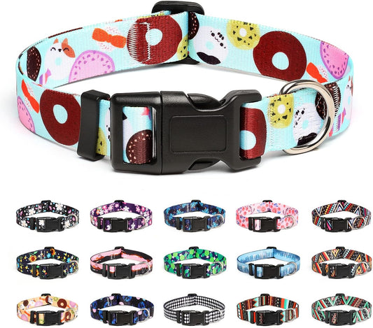 Mercano Adjustable Dog Collar - Special Design Patterns, Soft Nylon Comfortable Durable Pet Collar for Small Medium Large Dogs (XS, Blue Cookie)