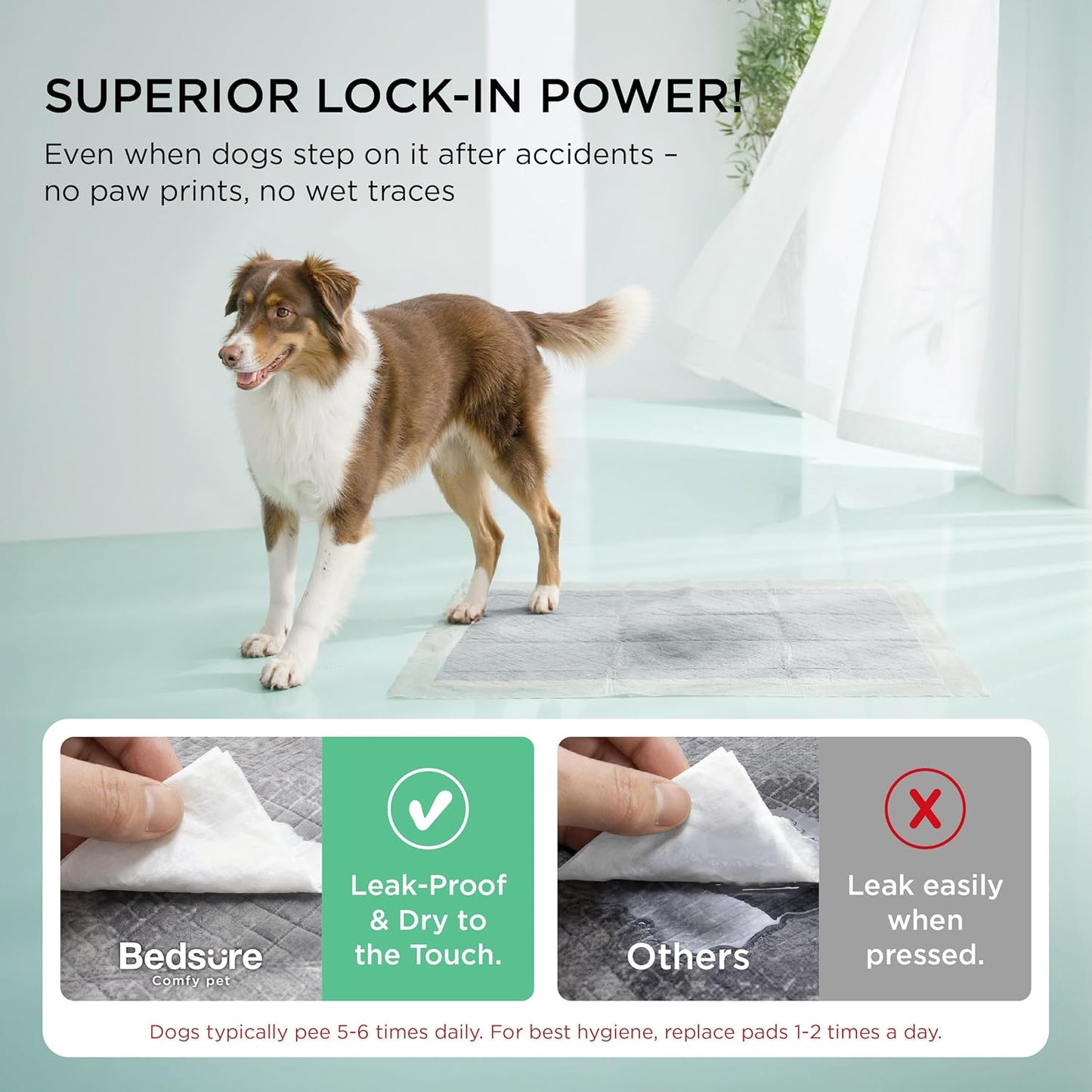 Bedsure Dog Pee Pads Extra Large, 28" x 34" Puppy Pads 52 Count, Super Absorbent & Leak Proof, XL Training Pads Quick Dry Thicken Dog Potty Pad with Odor-Control Activated Carbon & ECO Green Material