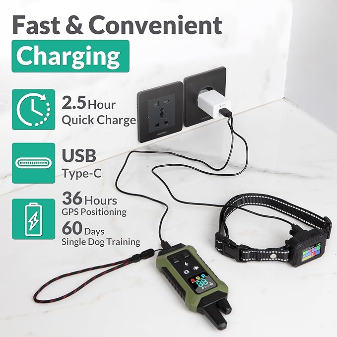 Invisible GPS Wireless Dog Fence System Collar – 2-in-1 Remote or App Controlled Invisible Boundary and Training GPS Dog Collar with 4 Training Modes – Covers up to 7000 Ft (3533 Acres)