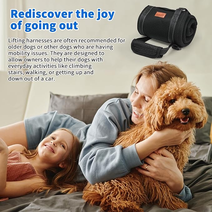 LOOBANI Dog Lift Harness | Portable Dog Sling for Large Dogs Hind Leg Support - Help Lift Back Legs for Up and Down Stairs, Canine Aid and Old K9 Cruciate Ligament Rehabilitation