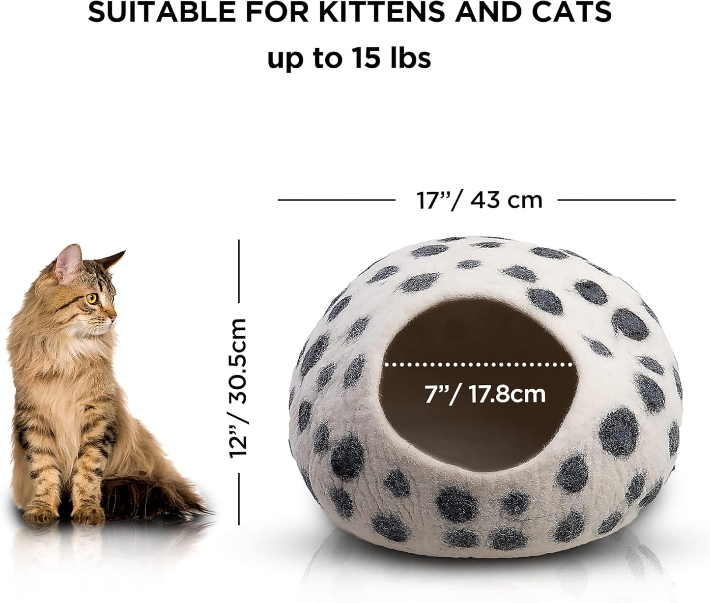 Luxurious Eco-Friendly Merino Wool Cat Cave Bed - Foldable Hideaway Pod for Indoor Cats - Premium Felt Kitten Beds - Covered Cat House for Ultimate Cozy Comfort by Woolygon