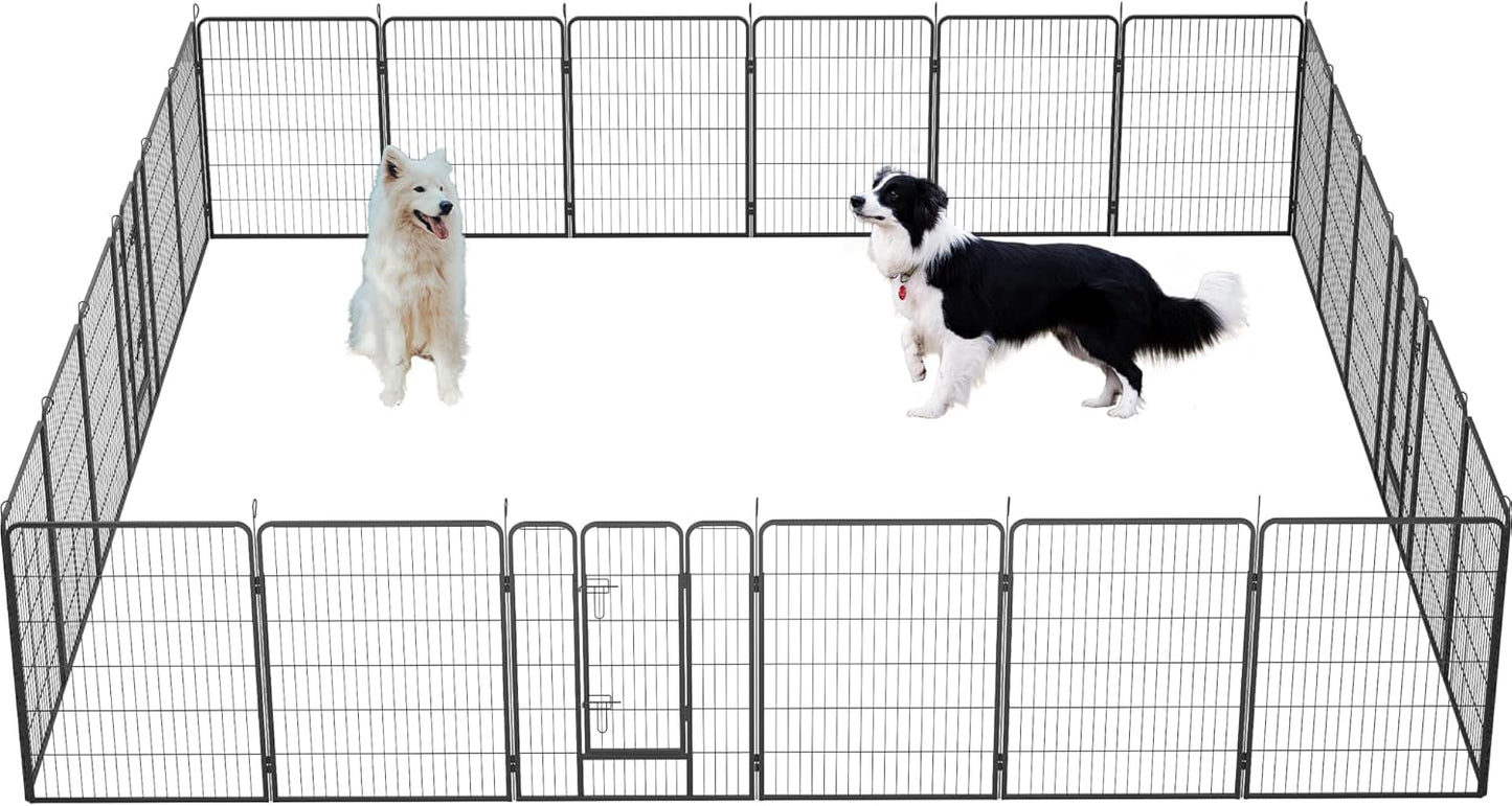 Dog Playpen, Outdoor Dog Fence, 24 Panels, 40" H Dog Pen for Medium/Small Dogs, Heavy Duty Metal Pet Fence with Gate, Portable Dog Fence for RV Camping and Yard (Black)