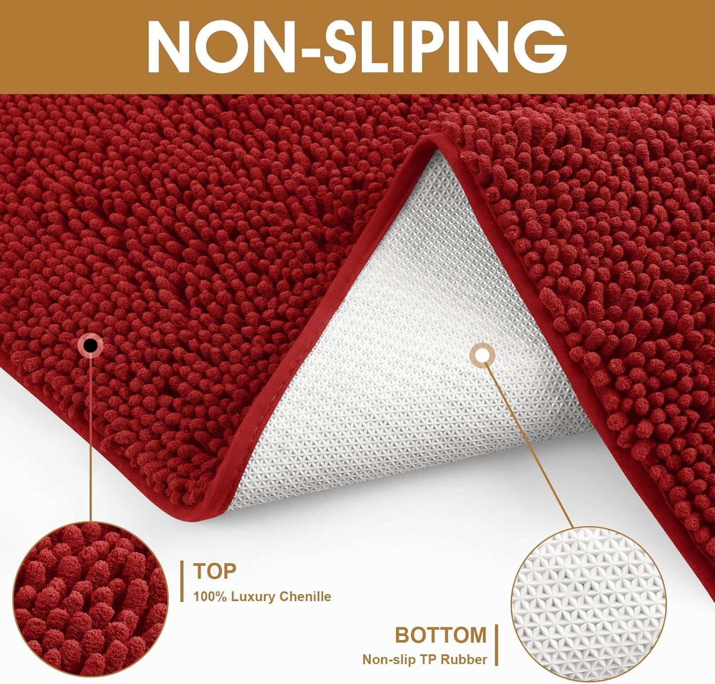 Extra Large Dog Door Mats for Muddy Paws, Chenille Absorbent Dog Mats, Non Slip Heavy Mud Mat for Dogs, Soft Pet Mat for Entryway, Mud Paws, Inside Floor,60" x 36", Red