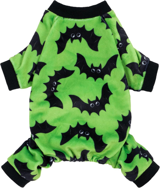 Fitwarm Halloween Bat Dog Pajamas, Funny Costumes for Small Dogs Boy Girl, Pet Outfit, Lime Green, Black, Medium