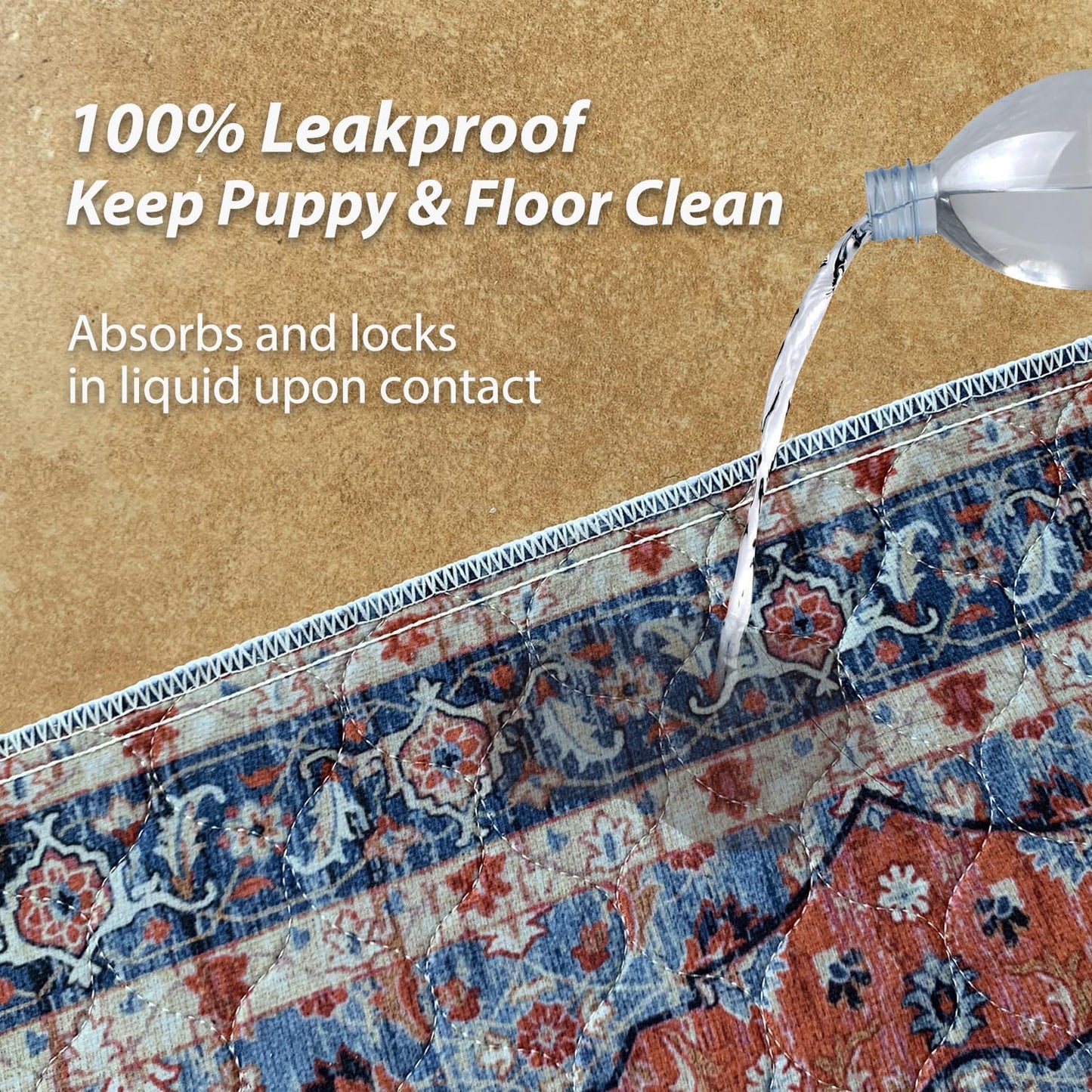 nunubaby Washable Pee Pads for Dogs, Stylish, Non-Slip and Leak-Proof Pee Pads. Reusable Potty Pads for Dogs for Crates and Floors.(Red/Multi, 36" x36")