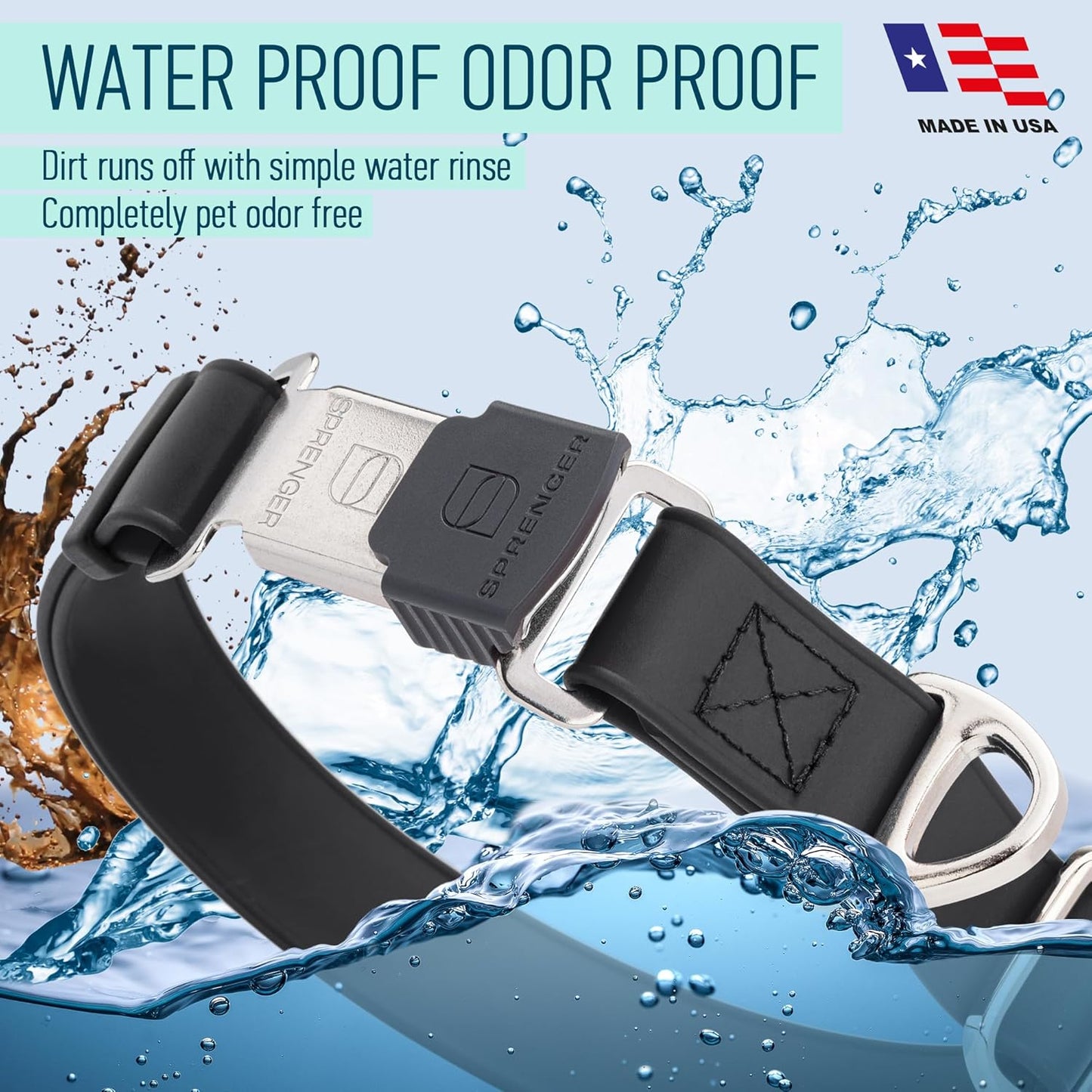 Dogline Biothane Waterproof Dog Collar with Herm Sprenger Black Stainless Steel Quick Release Buckle – Heavy Duty Tactical Durable Collar for Dogs – Comfortable and Safe Pet Collar W 1" L 15-25" Black