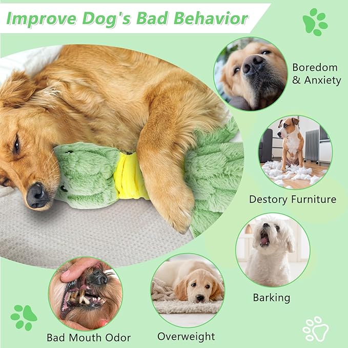 Large Plush Squeaky Dog Toys for Aggressive Chewers, Interactive Tug of War Puppy Toys for Indoor Play - Duck Stuffed Dog Toys with Soft Fabric for Small, Medium, and Large Pets