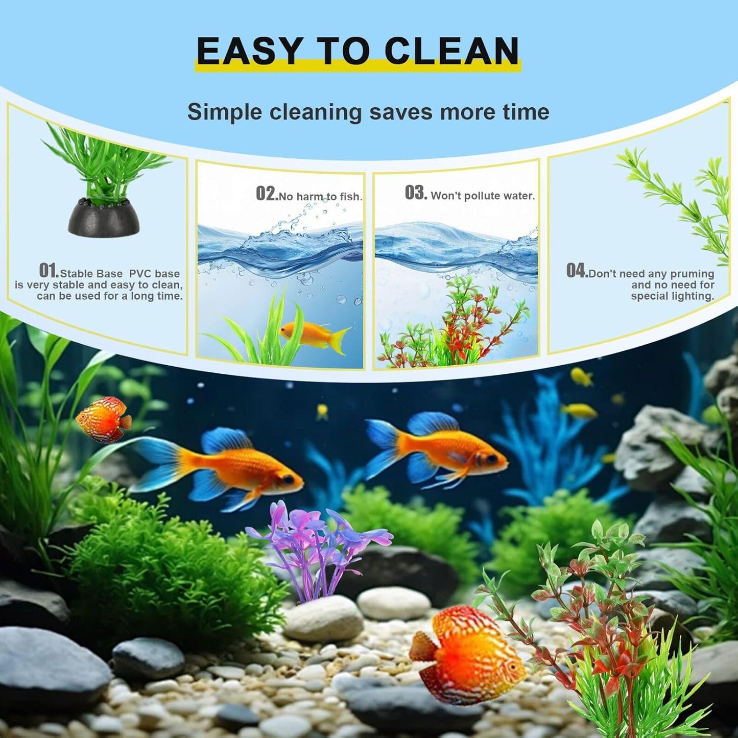 30Pcs Aquarium Plants, Green Fish Tank Plants, Artificial Aquarium Fish Tant Decor Plants, Plastic Water Grass Fish Tank Decorations