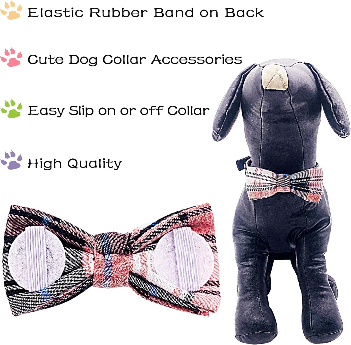 PET SHOW 8pcs Plaid Small Dogs Collar Bow Ties Puppies Cats Collar Charms Accessories Slides Attachment Bowties for Birthday Wedding Parties Assorted