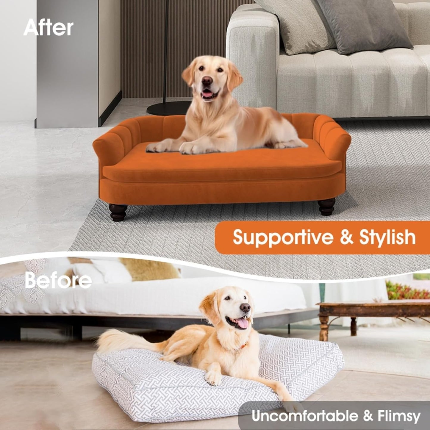 Dog Couch Sofa Bed, Comfortable Pet Sofa for Large and Medium Dogs, Soft Velvet Cushion, Durable Dog Furniture for Living Room