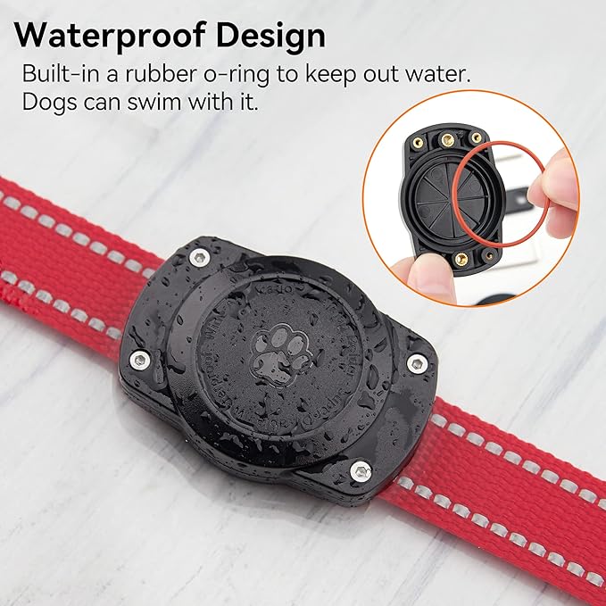 IPX8 Waterproof Airtag Dog Collar Holder [Metal Back Plate] Ultra-Durable Dog & Cat Collars Mount for AirTag, Suitable for All Widths of Collars (2 Pack)