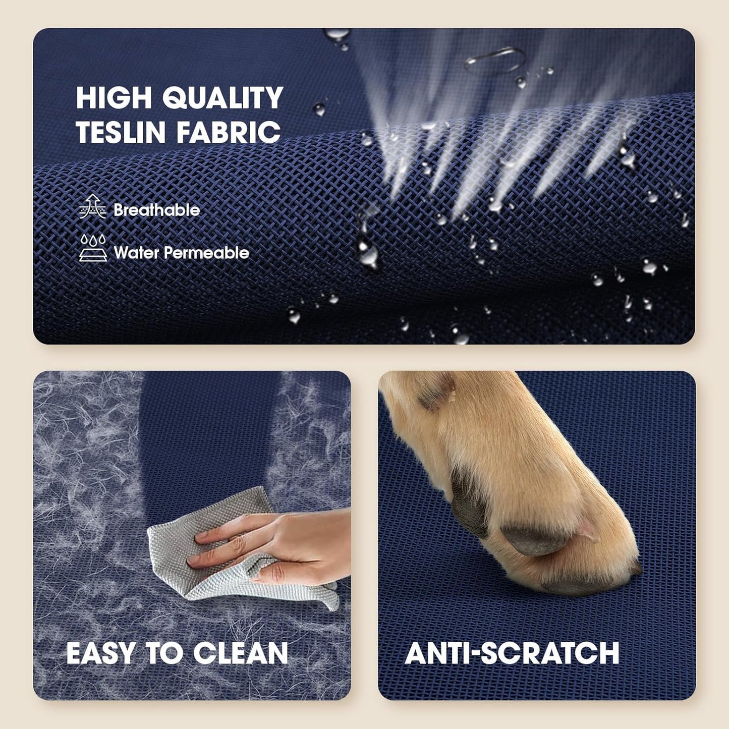 Elevated Dog Bed, Raised Outdoor Dog Bed for Extra Large Sized Dogs, Portable Cooling Pet Cot with Breathable & Washable Mesh, Indoor & Outdoor Pet Hammock with Skid-Resistant Feet.