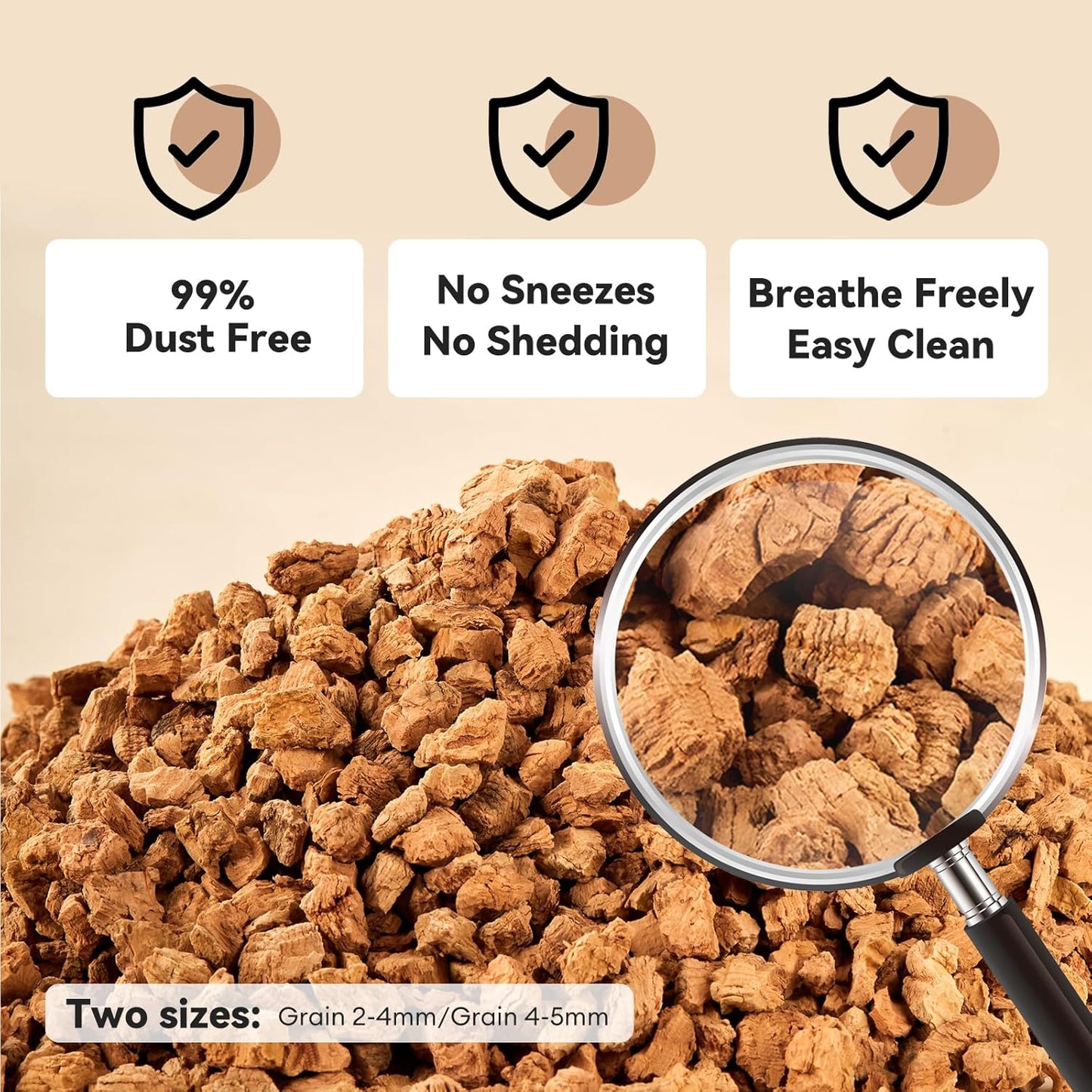 BUCATSTATE Cork Bedding 5L, Natural Hamster Bedding Odor Control for Dwarf Syrian Hamsters, Gerbils, Mice, Low-dust Hamster Substrate with Paper Hideout Box (Grain 2-4mm)