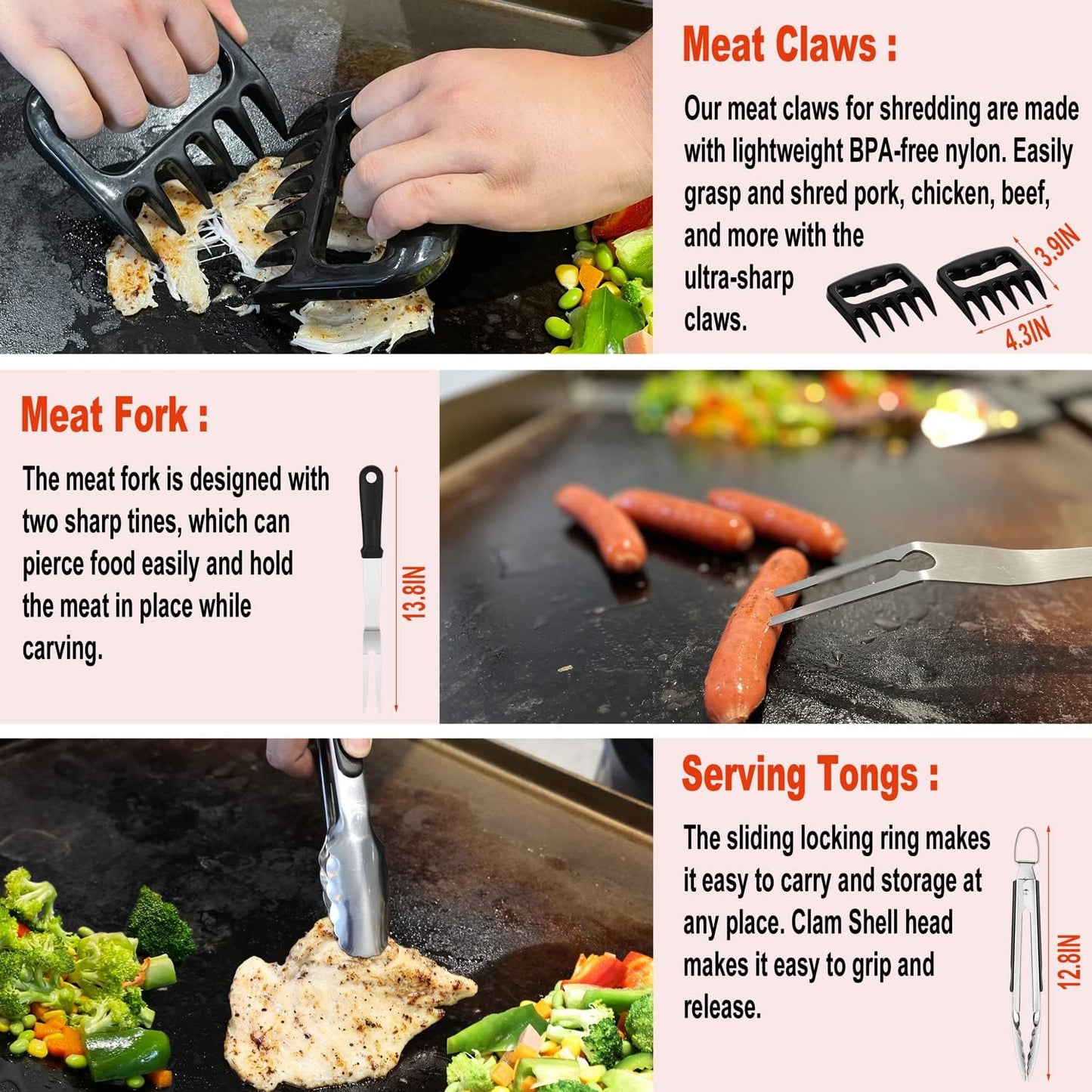 38PCS Flat Top Grill Accessories Set - Must Have for Your Outdoor with Professional Griddle Spatula, Cleaning Kit, Grill Basting Cover - Ideal Griddle Gift for Men Women