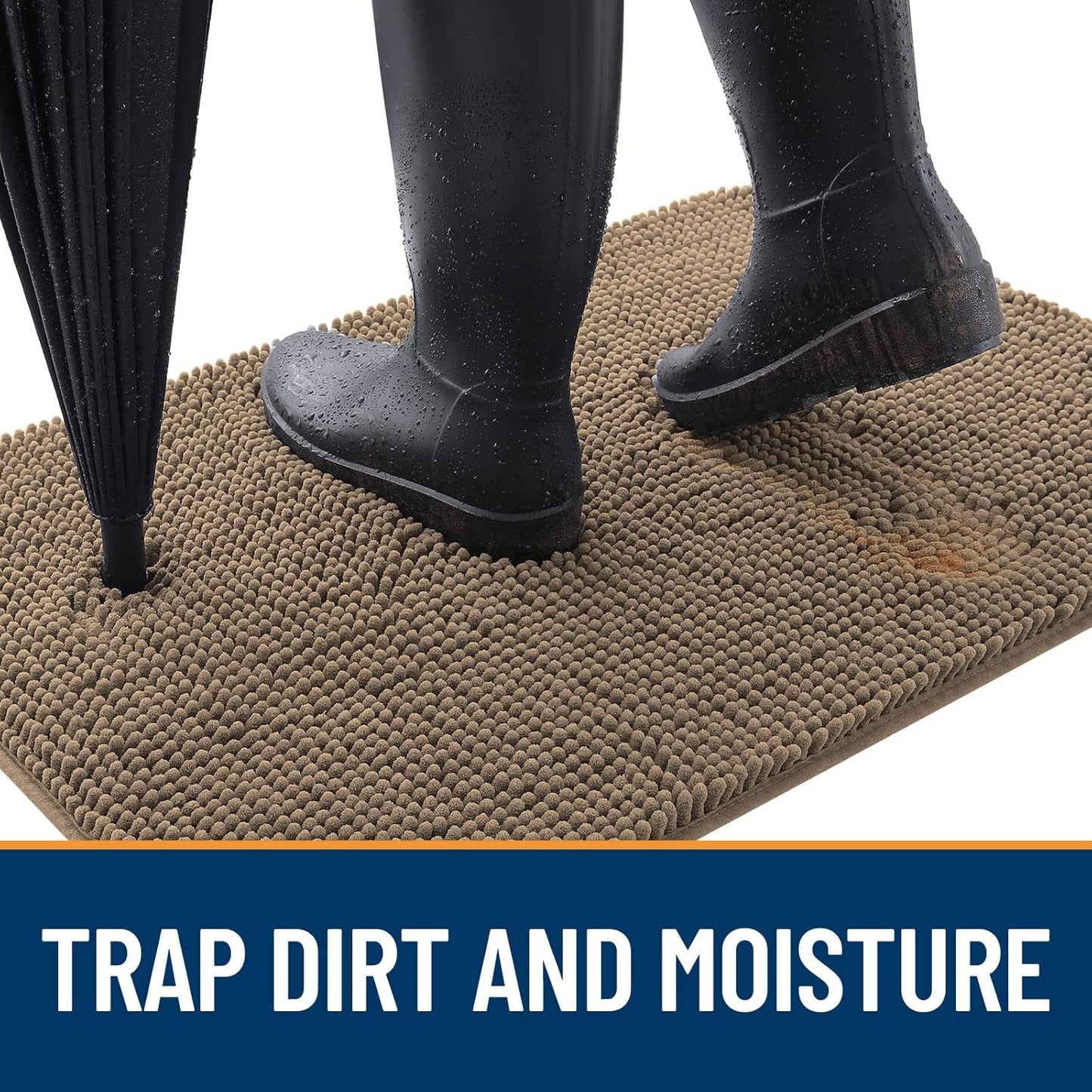 OLANLY Dog Door Mat for Muddy Paws 36x24, Absorbs Moisture and Dirt, Absorbent Non-Slip Washable Doormat, Quick Dry Chenille Mud Mat for Dogs, Entry Indoor Entryway Carpet for Inside Floor, Tan