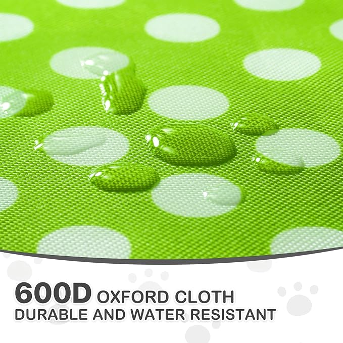 MoNiBloom 3 Wheels Pet Dog Cat Stroller for Small Medium Dogs Cats, Foldable Jogger Stroller w/Storage Basket and Cup Holder, Lawn Green Polka Dots