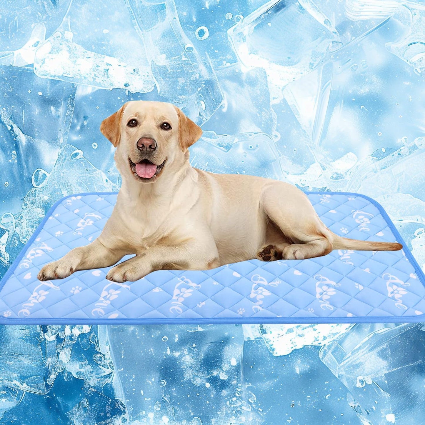 MH MYLUNE HOME Dog Cooling Mat 48x28 Inch - Double-Sided Cooling & Warm, Arc-Chill Cool Fiber, Endothermic Color Changing Pet Pad for Large Dogs, Foldable & Washable Summer Blanket