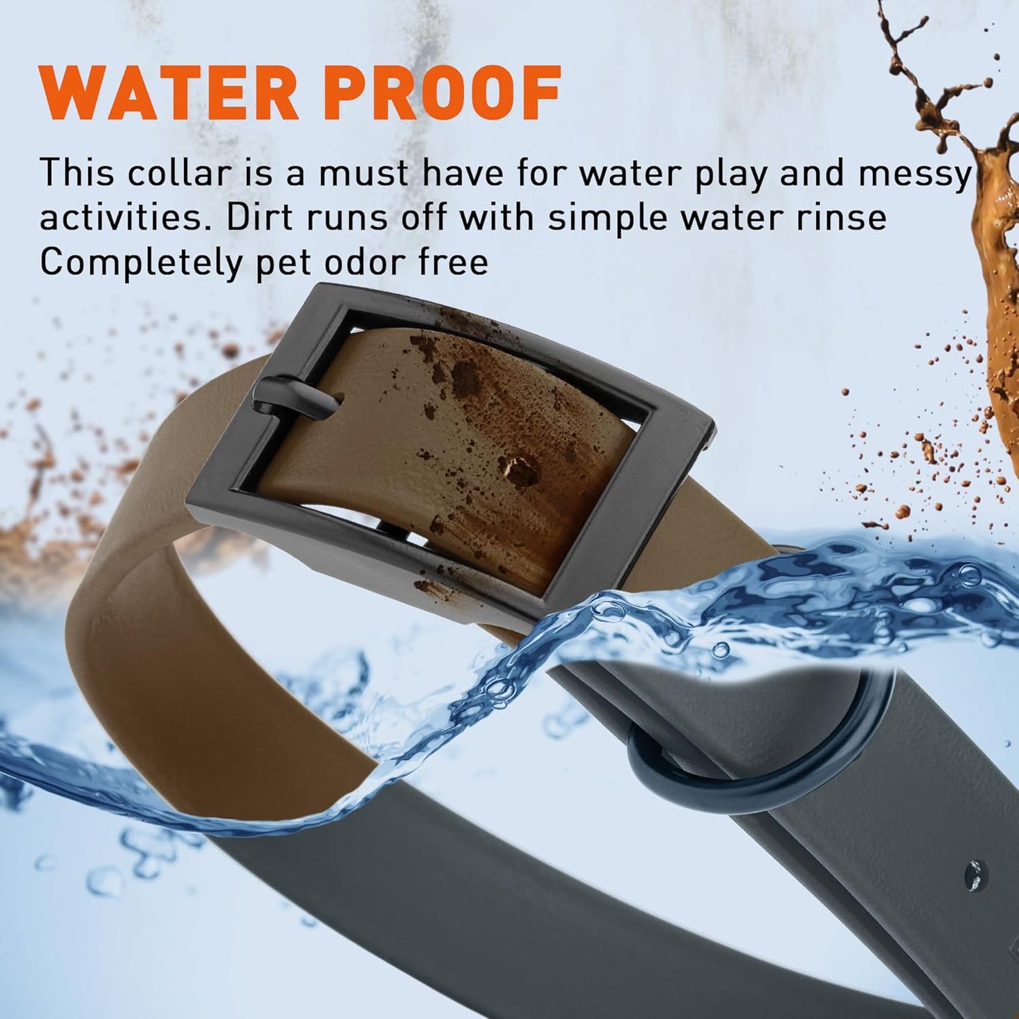 Dogline Biothane Waterproof Dog Collar Strong Coated Nylon Webbing with Black Hardware Odor- Proof for Easy Care Easy to Clean High Performance Fits Small Medium or Large Dogs, Dark Chocolate Brown