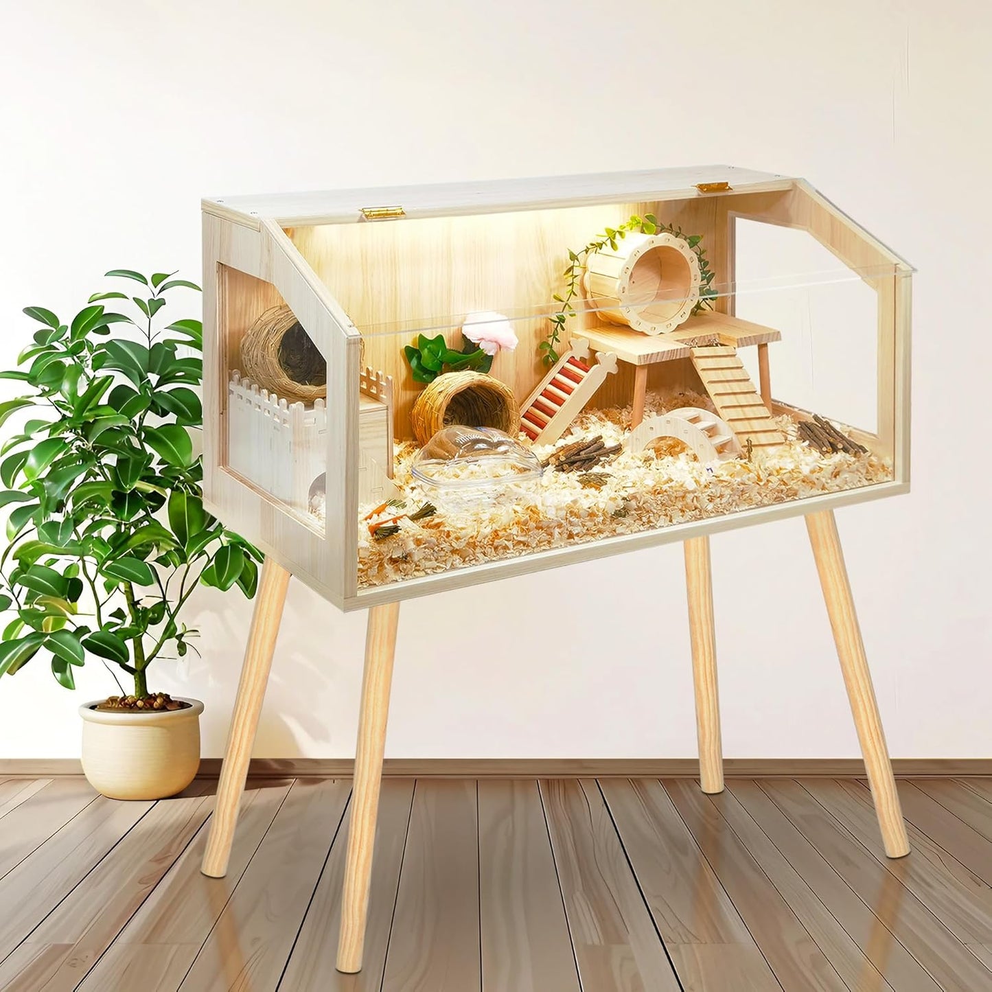 Prolee Hamster Cage with Legs, Guinea Pig Cages Chew Proof, Hamster House, Hamster Cages and Habitats, 32" L x 16" W x 40" H