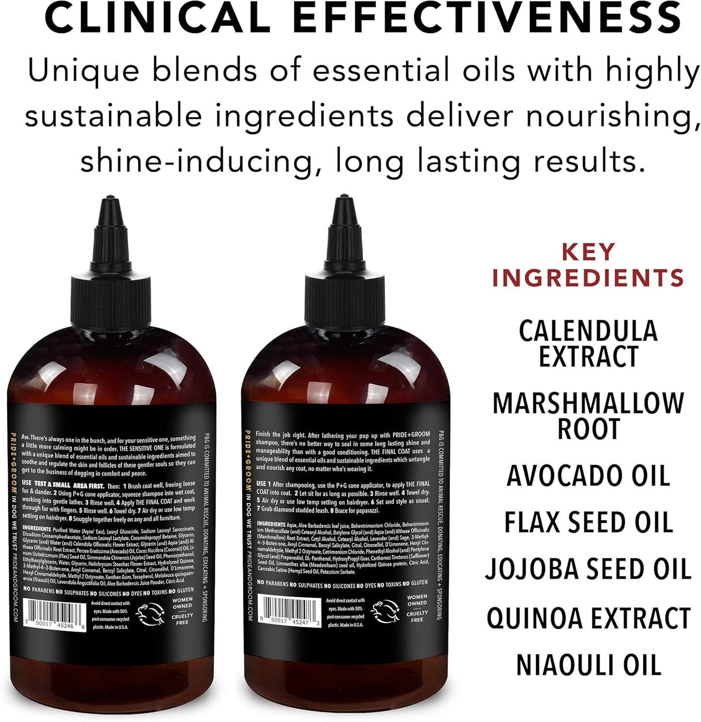 Pride and Groom The Sensitive One Box Set – Dog Shampoo & Conditioner with All Natural Blend of Essential Oils & Ingredients to Soothe, Nourish & Untangle for Long Lasting Shine & Manageability – 32oz