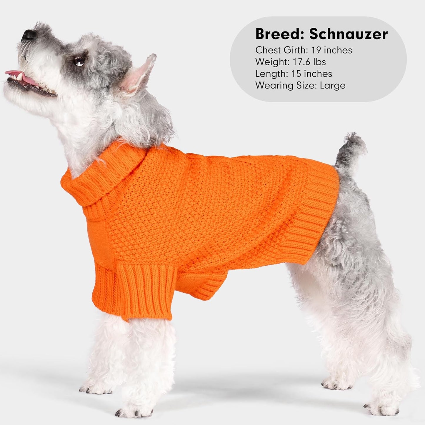 cyeollo Dog Sweater Pullover Turtleneck for Large Dogs, Classic Knitwear Fall Winter Cold Weather Pet Clothes Warm Pet Apparel Large Big Dog Sweaters, Orange 3XL