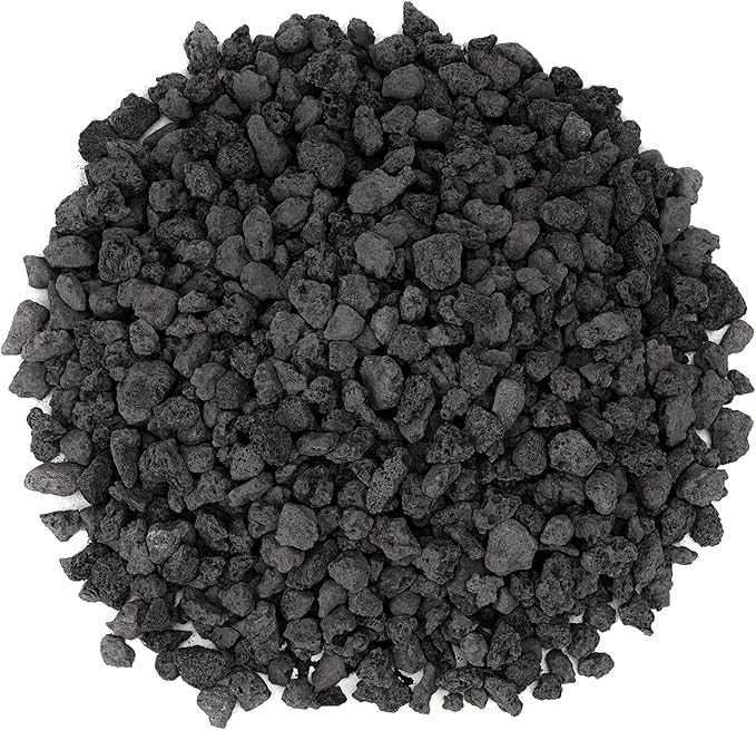 Mr. Fireglass 10 Pounds Black Natural Lava Rock for Indoor Outdoor Gas Fire Pits Fireplaces & Barbecue Grills | Volcanic Lava Stones for Decorating Garden Landscaping, Potted Plants, 0.3"-0.6"