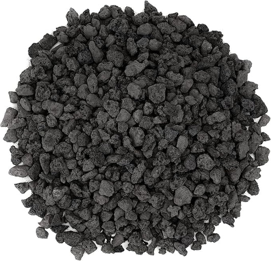 Mr. Fireglass 10 Pounds Black Natural Lava Rock for Indoor Outdoor Gas Fire Pits Fireplaces & Barbecue Grills | Volcanic Lava Stones for Decorating Garden Landscaping, Potted Plants, 0.3"-0.6"