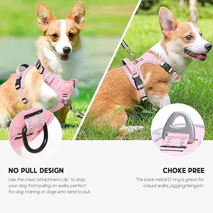 No Pull Dog Harness, No Choke Front Lead Dog Reflective Harness, Adjustable Soft Padded Pet Vest with Easy Control Handle for Small Medium Large Dogs, X-Large (Pack of 1)