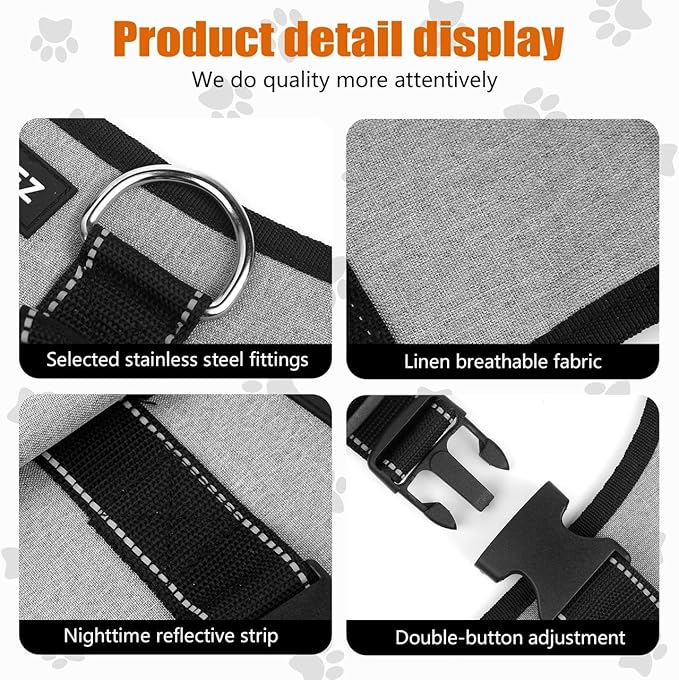 Ayquez Dog Lift Harness with Storage and Transport Bag, Dog Harness with Handle for Lifting & Hip dysplasia, arnés para Perros pequeños, pechera para Perros (Gray, XXL)