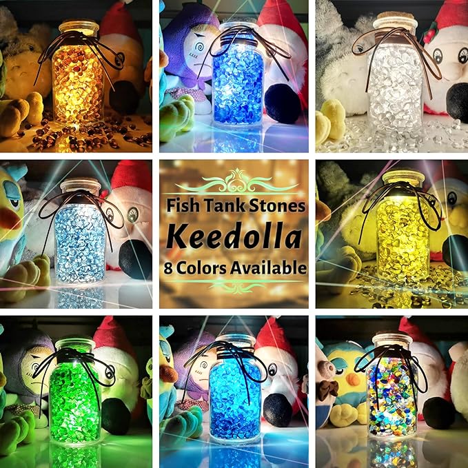 Keedolla Aquarium Gravel Fish Tank Rocks Pebbles Small, Irregular Sea Glass Pebbles Stones for Crafts, Vase Fillers, Aquarium, Fish Turtle Tank Decorations 0.93LB