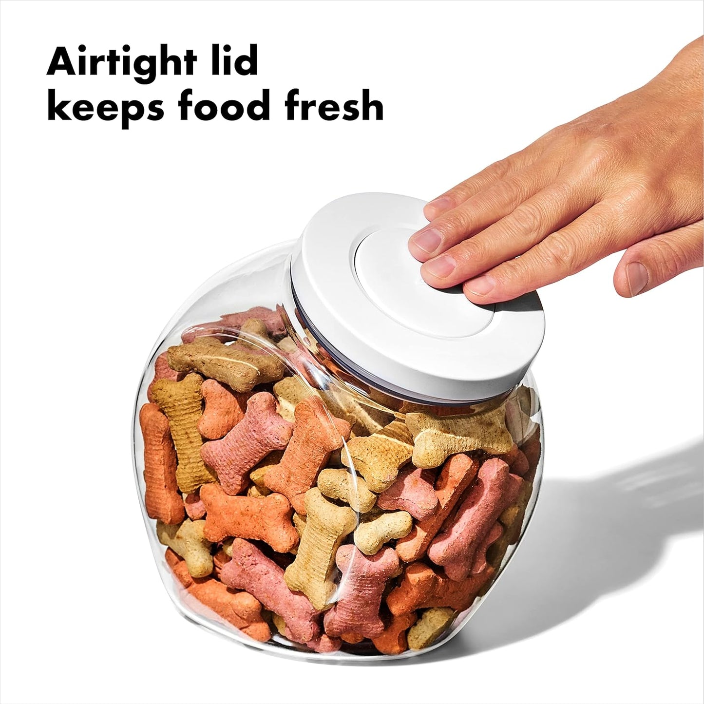 OXO Good Grips Pet POP Container – 3.0 Qt/2.8 L | Ideal for up to 2lbs of treats | Airtight Dog and Cat Food Storage Container | BPA Free