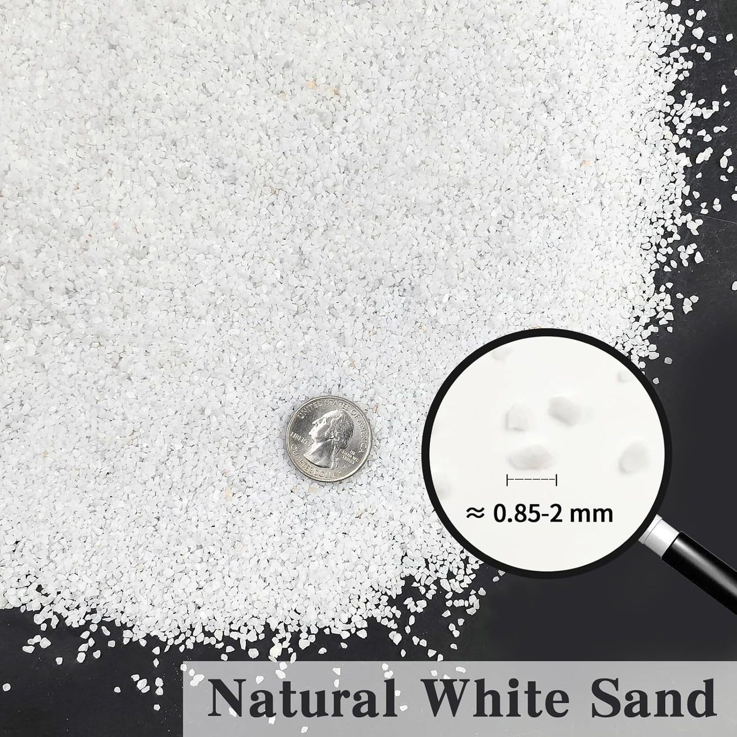 5 lbs Aquarium White Sand, 0.8-2 mm Mini Aquarium Gravel. Coarse Sand for Fish Tank, Paintings, Succulent Plants Potted, Fire Pits, Candle, Vase Filler and Crafts