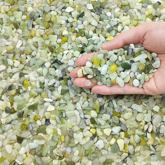 Jade Pebbles for Indoor Plants,1/4 Inch (3-6 MM) Polished Green Pea Gravel Small Rocks for Plants, Succulents, Cactus, Vases, Terrarium